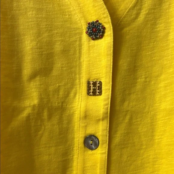 💛💛Soft Surroundings Sunny Yellow Sleeveless Button-Down Shirt💛💛 - Picture 3 of 9